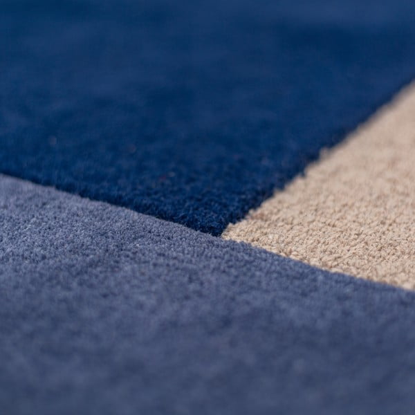 Tappeto rotondo blu in lana tessuto a mano ø 150 cm Mia Segment – Flair Rugs-image-4