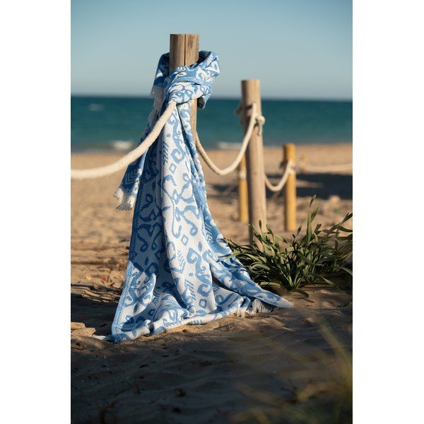Plaid blu con cotone Summer , 140 x 180 cm Mykonos - Euromant-image-2
