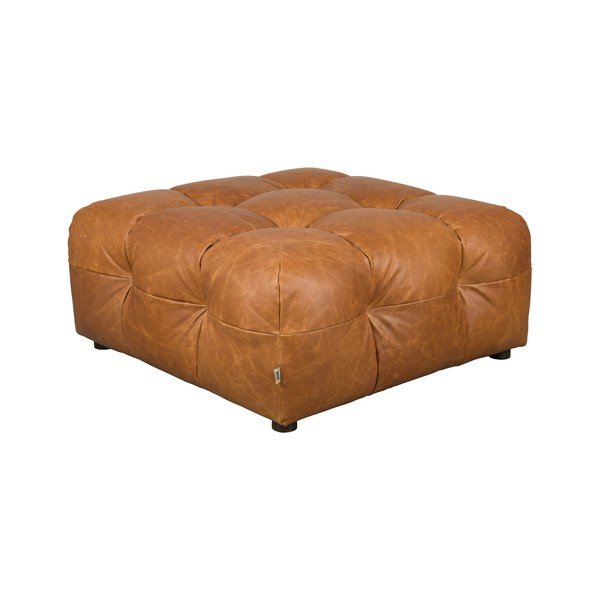 Poggiapiedi componibile marrone cognac con rivestimento in pelle Hackman – Dutchbone-image-2