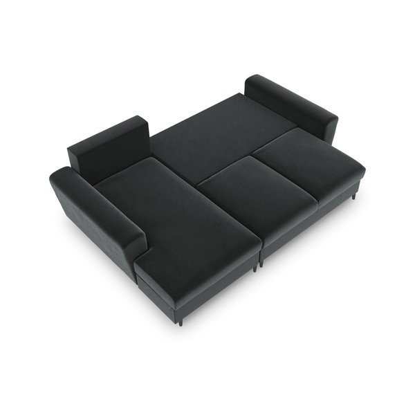 Divano angolare grigio scuro allungabile e con contenitore (con penisola a sinistra/con chaise lounge) con rivestimento in velluto Kyoto – Cosmopolitan Design-image-2