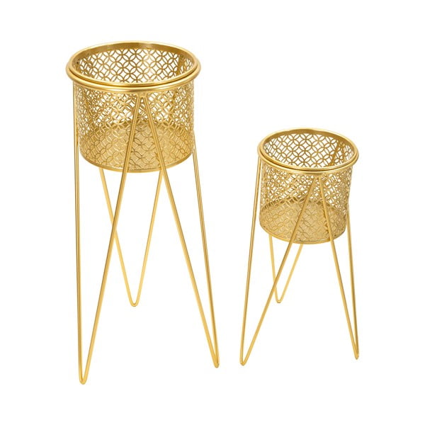 Set di 2 piedistalli per piante in metallo ø 20 cm altezza 46 cm Nat - Mauro Ferretti-image-2