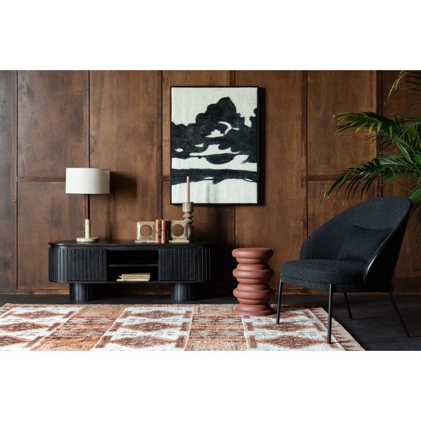 Poltrona nera con rivestimento in bouclé Rodin – Dutchbone-image-1