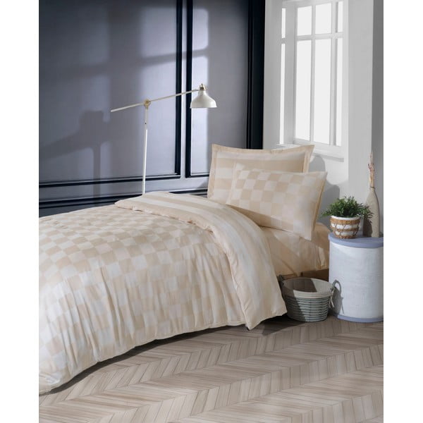 Biancheria da letto beige in damasco per letto singolo 140x200 cm Kareli – Mijolnir