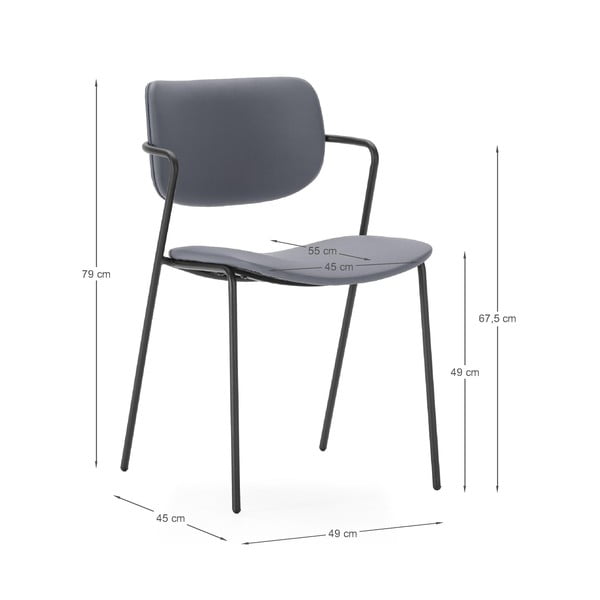 Set di sedie da pranzo grigio scuro 2 pz Maika - Marckeric-image-4