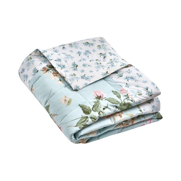 Copriletto blu con rivestimento trapuntato 220x230 cm Avebury Floral – Catherine Lansfield