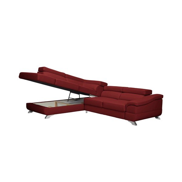 Divano letto angolare in similpelle rosso Gamma, angolo sinistro - Windsor & Co Sofas-image-4