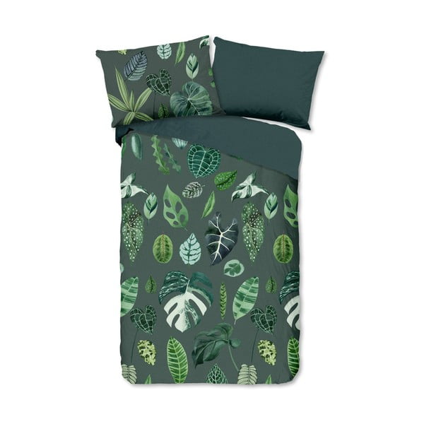 Biancheria da letto in cotone verde scuro per letto singolo 140x200 cm - Good Morning