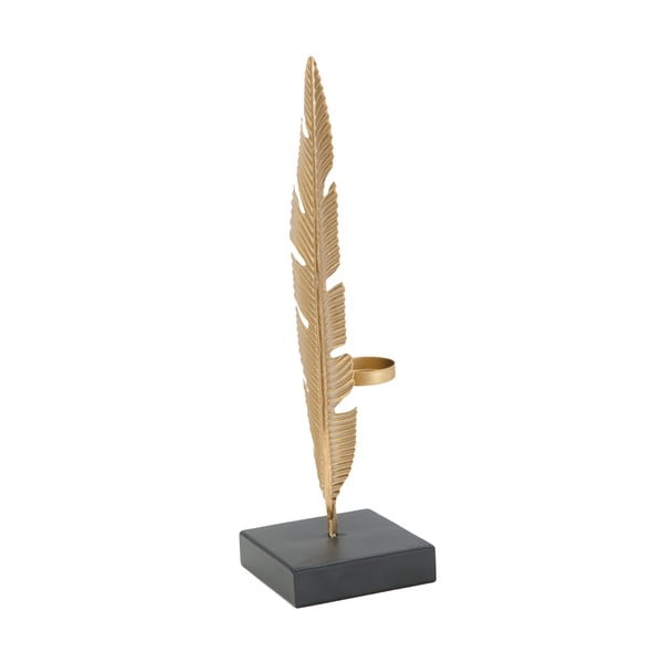 Portacandele decorativo di colore oro Feather, altezza 34 cm Glam - Mauro Ferretti-image-4