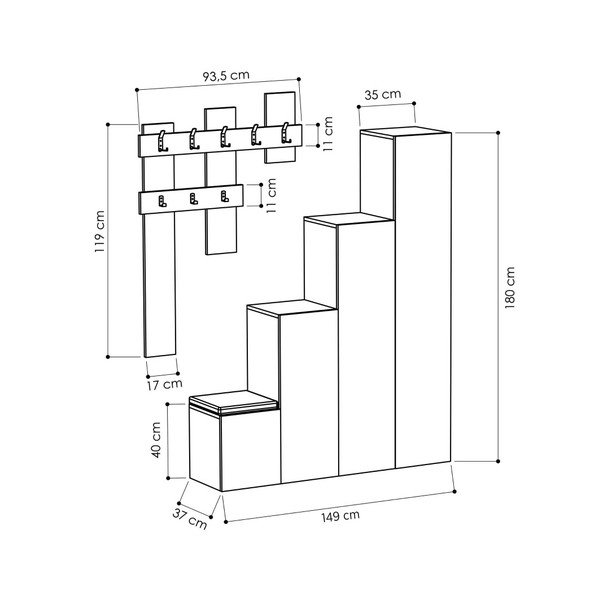 Set di guardaroba e appendiabiti da parete Sonomo Up - Homitis-image-2