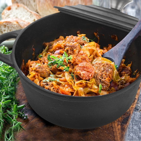 Pentola in ghisa con coperchio incluso adatta all'induzione 4 l LITINA – Orion-image-1