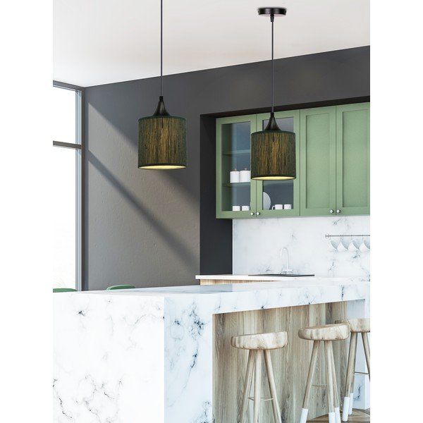 Lampada a sospensione verde scuro con paralume in tessuto ø 15 cm Patti - Candellux Lighting-image-1