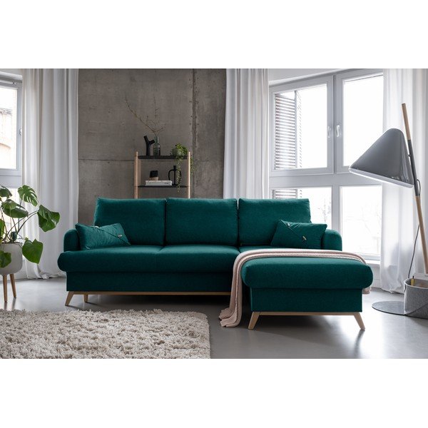 Divano angolare turchese allungabile/con contenitore (con penisola a destra/con chaise lounge) Scandic Lagom – Miuform-image-1
