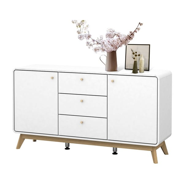 Cassettiera bassa bianca 140x75 cm Cleo Caitlin - Støraa-image-2