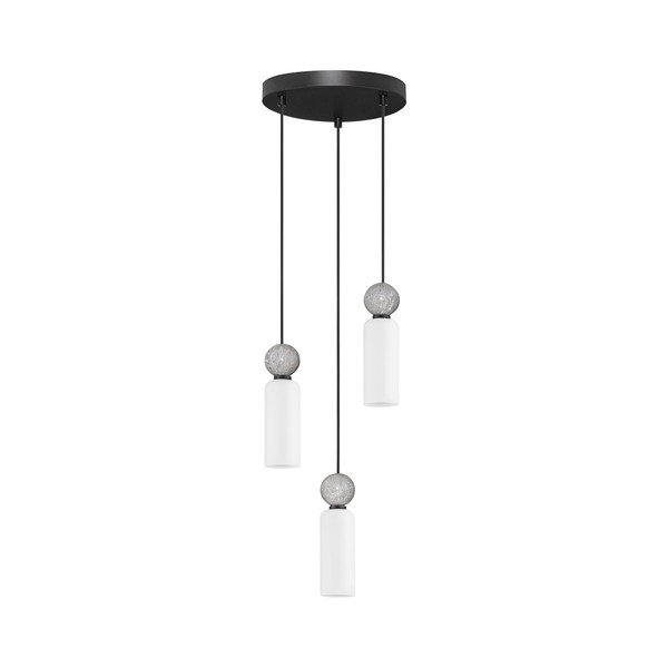 Lampadario nero opaco in pietra con paralume in vetro ø 25 cm Filomena – Nova Luce