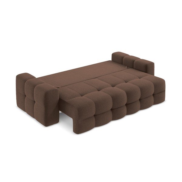 Divano marrone allungabile con rivestimento in bouclé 255 cm Milu – Makamii-image-3