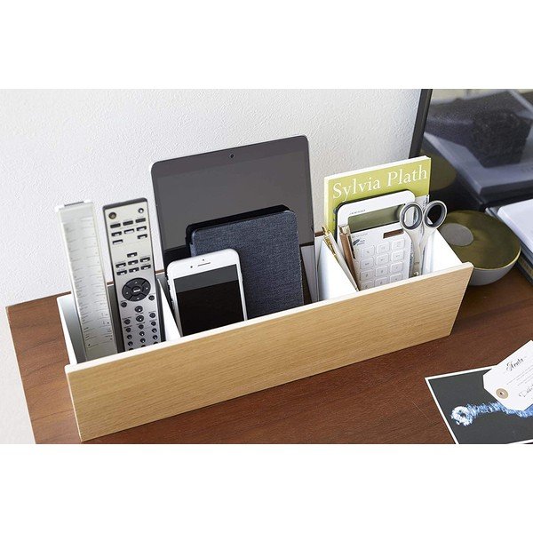 Organizer bianco/di colore naturale in metallo per cancelleria Rin – YAMAZAKI-image-3