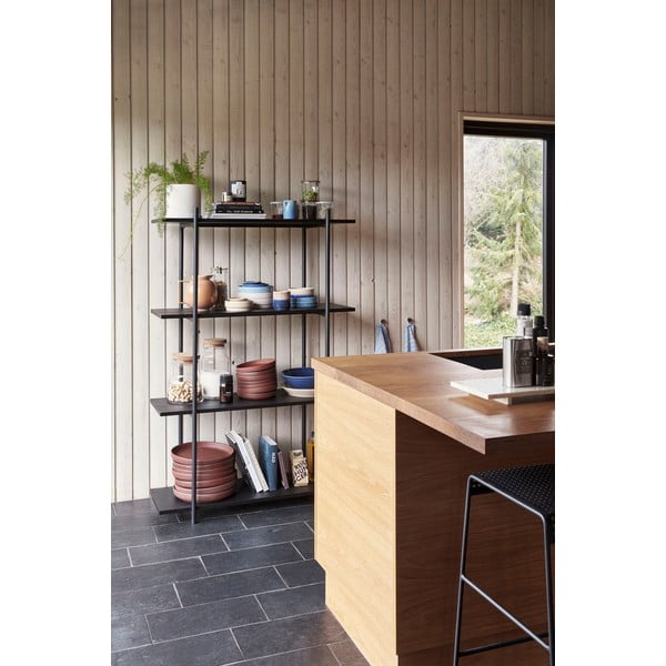 Scaffale in legno di frassino nero con 4 ripiani Norm - Hübsch-image-1