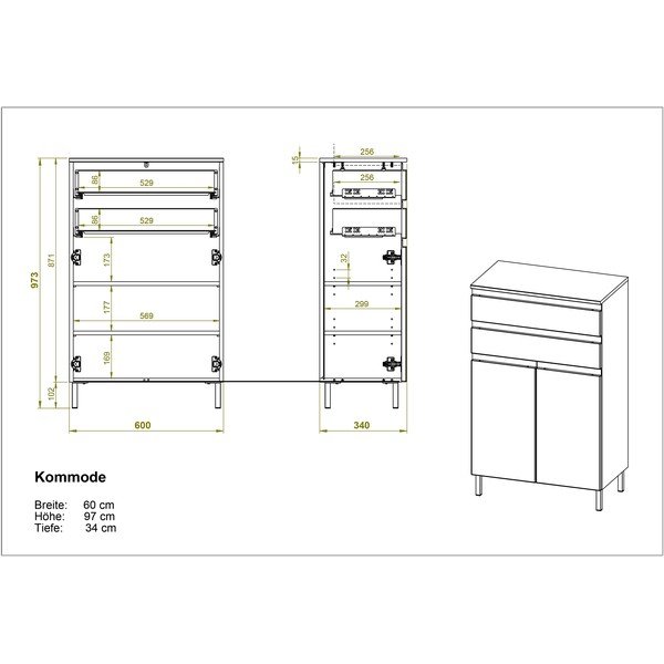 Mobile bagno basso bianco in rovere 60x97 cm Torrance - Germania-image-3