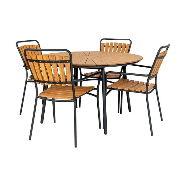 Tavolo da pranzo da giardino rotondo in teak massiccio ø 130 cm Cleveland – House Nordic-image-4