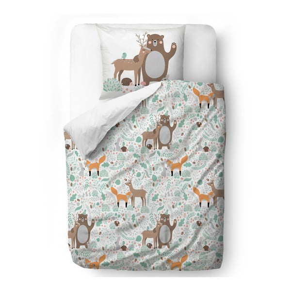 Biancheria da letto in cotone sateen per bambini Fox Dear Friends, 100 x 130 cm - Butter Kings