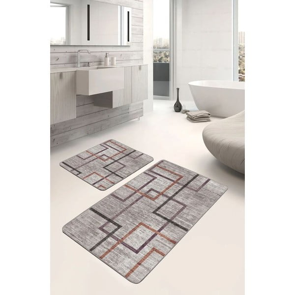 Set di tappetini per il bagno grigi in velluto 2 pz 60x100 cm – Mila Home-image-1