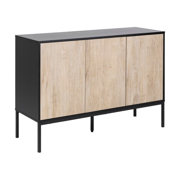 Cassettiera bassa nera in rovere 120x82 cm Seaford - Actona-image-2
