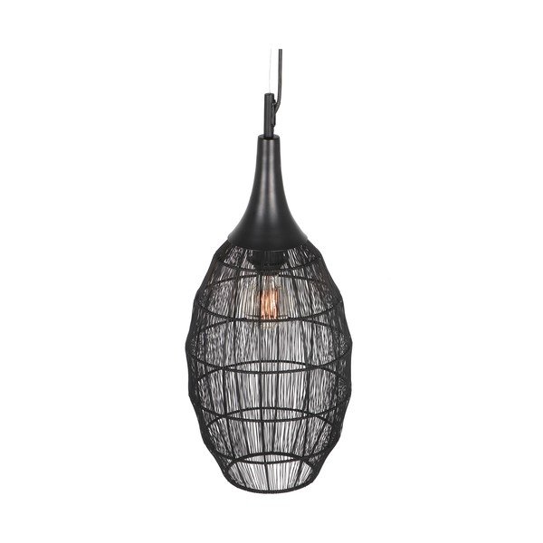 Lampadario nero opaco con paralume in metallo Soraya – Trio-image-1