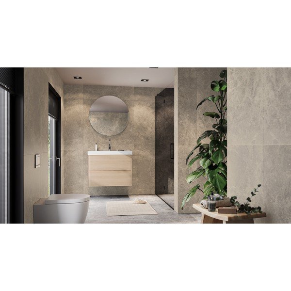 Mobile da lavabo di colore naturale con effetto rovere da appendere 81x65 cm Bodera – Germania-image-2