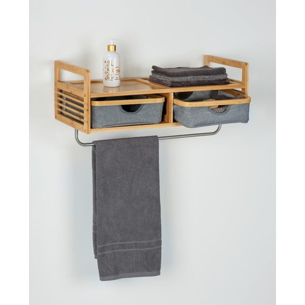 Attaccapanni colore naturale/grigio in bambù da parete Bahari - Wenko-image-3