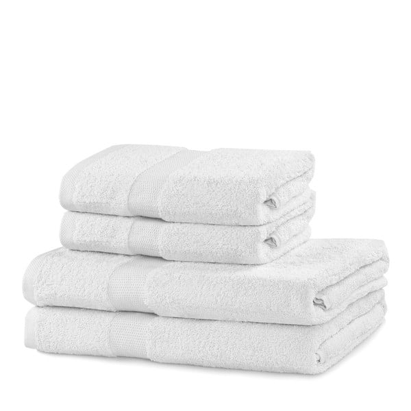 Asciugamani e teli da bagno in spugna di cotone bianca in set da 4 pezzi Marina - DecoKing