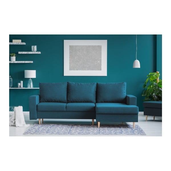 Divano letto angolare turchese con lettino sul lato destro Iris - Mazzini Sofas-image-4