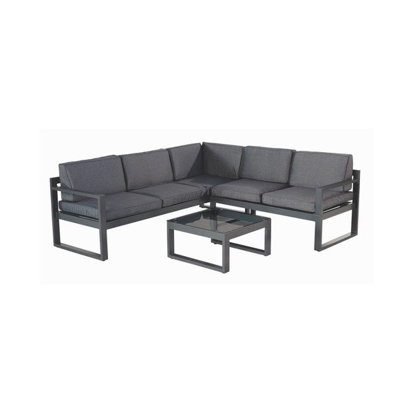 Set da giardino in alluminio grigio scuro per 4 persone Perpignan - Hartman-image-2