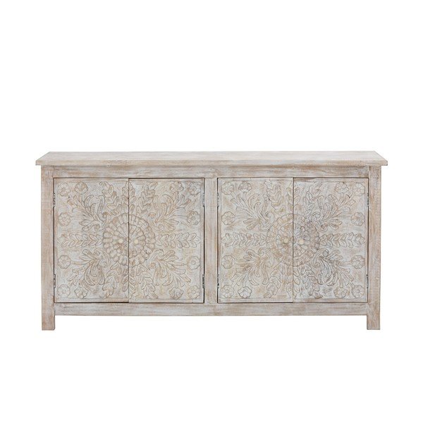 Cassettiera bassa color crema in legno di mango 61x40 cm Kalhana - Støraa