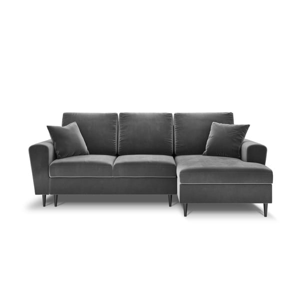Divano angolare grigio chiaro allungabile e con contenitore (con penisola a destra/con chaise lounge) con rivestimento in velluto Kyoto – Cosmopolitan Design
