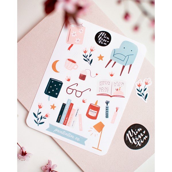 Foglio adesivo in vinile con motivo Angolo di lettura , 10,5 cm x 14,5 cm - Printintin-image-1