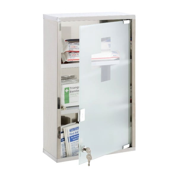 Armadietto in plastica per medicinali sospesi in argento 30x51 cm - Premier Housewares-image-1