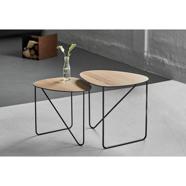Tavolino da salotto di colore naturale in metallo 37x44 cm Curve M Wood – LIND DNA-image-1
