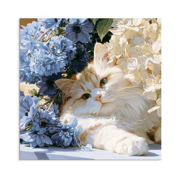 Dipinto stampato dipinto su tela 32x32 cm Floral Feline – Styler
