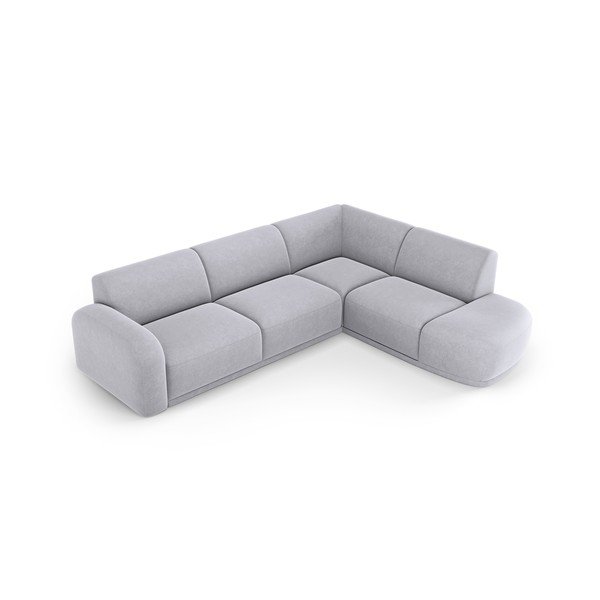 Divano con penisola in velluto grigio chiaro Erin - Micadoni Home-image-3