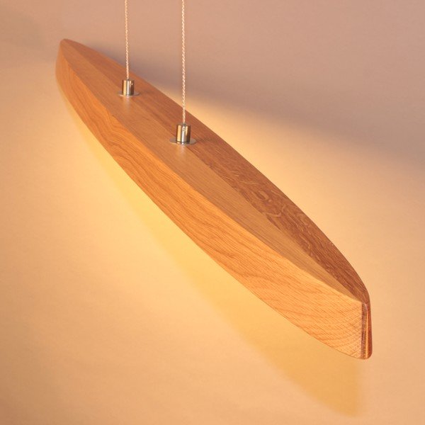 Lampadario a LED color argento con paralume in legno e intensità regolabile Shine-wood - Fischer & Honsel-image-2