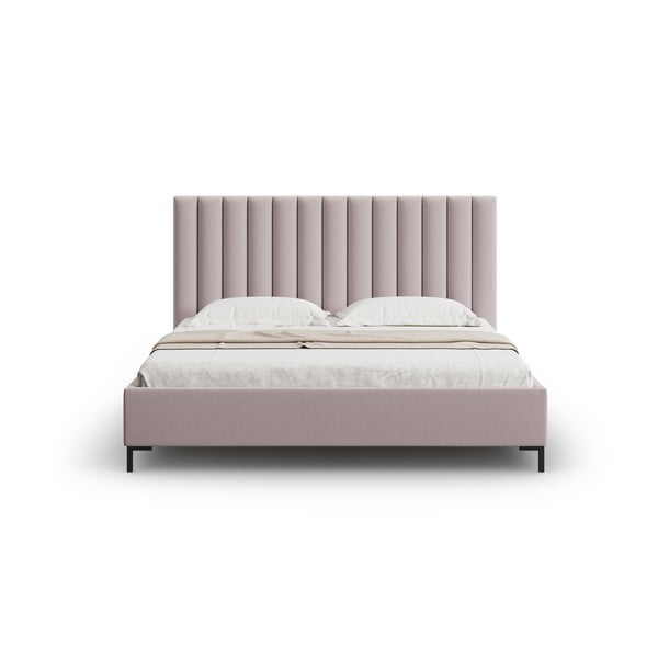 Letto matrimoniale imbottito rosa chiaro con contenitore con griglia 180x200 cm Casey - Mazzini Beds-image-4