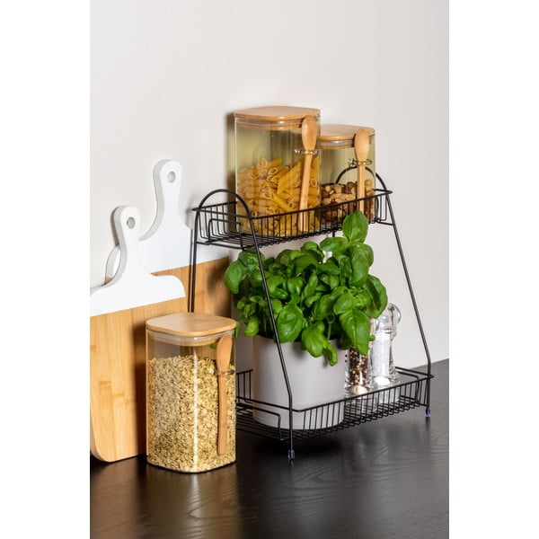 Scaffale da cucina in metallo nero con 2 ripiani Tidy - PT LIVING-image-1