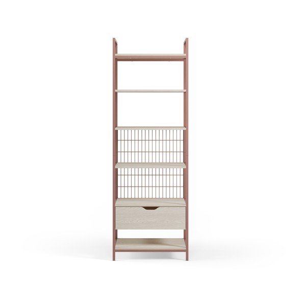 Libreria color terracotta in acciaio 60x179,5x40 cm Amara – Marckeric-image-3