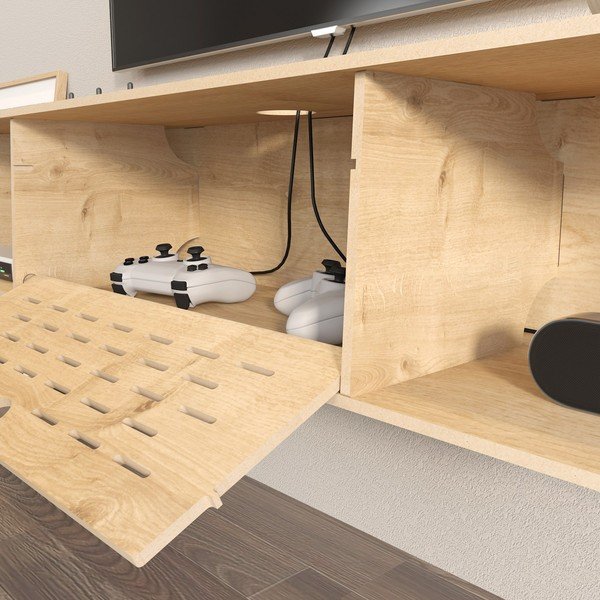 Tavolo TV in rovere naturale 116,5x19,5 cm Sima - Kalune Design-image-3