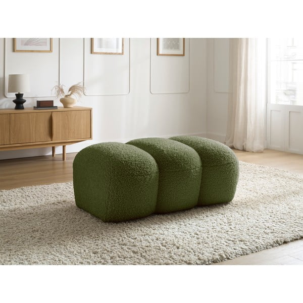Poggiapiedi verde con rivestimento in bouclé Hippolyte – Bobochic Paris-image-1