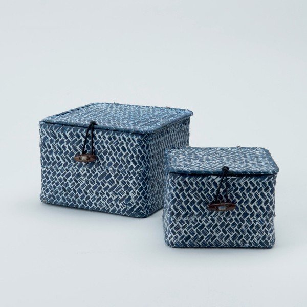 Set di 2 cestini in giunco blu Lidwhite - Compactor