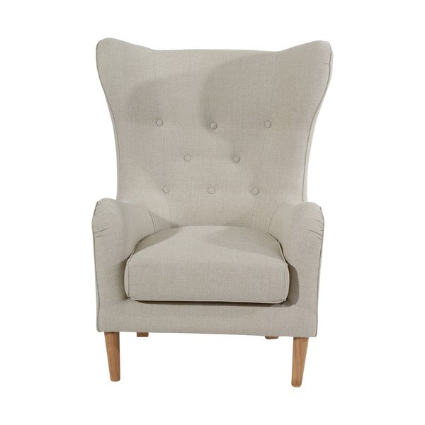 Poltrona in lino con orecchie beige Miriam - Max Winzer-image-2