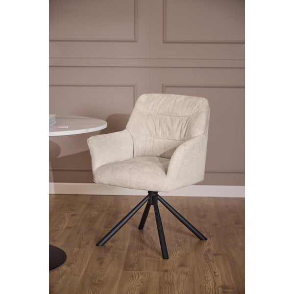 Sedia da pranzo beige in imbottito con braccioli Alonso – Actona-image-2