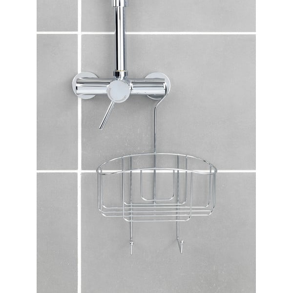 Mensola da bagno in acciaio sospesa in argento lucido Martos - Allstar-image-1