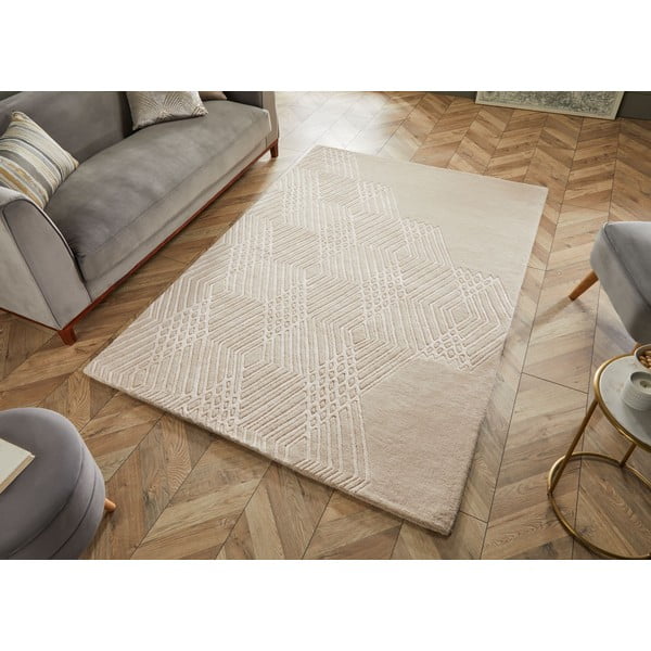 Tappeto in lana beige 160x230 cm Diamonds - Flair Rugs-image-4